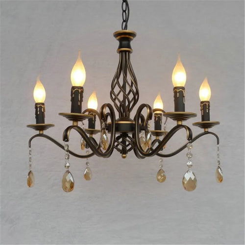 lustre en cristal vintage en fer forgé pour un éclairage rétro - vue 2 sur 4