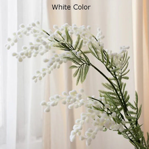 branche de mimosa artificielle avec feuilles de palmier tropicales - vue 8 sur 8