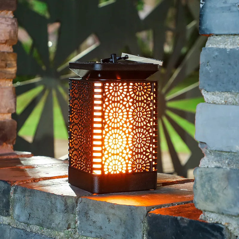 lanterne solaire extérieure à led lumière vacillante décorative