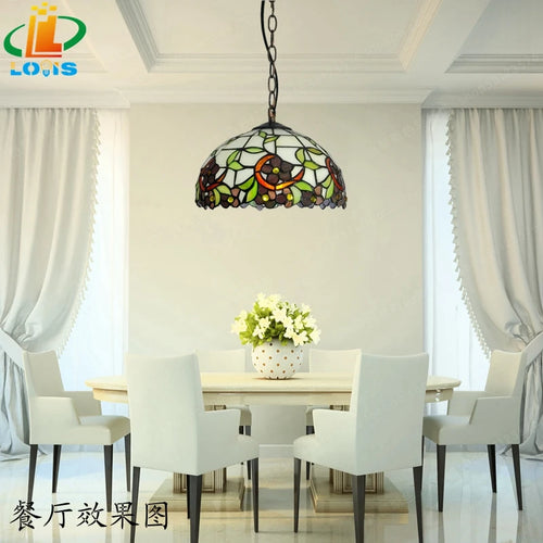lustre orchidée style tiffany en verre teinté pour intérieur élégant - vue 4 sur 9