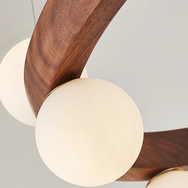 Lustre en noyer pour salon - vue 7 sur 9