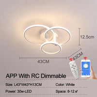 plafonnier NEO Gleam plafond moderne à LEDs lumières RC Dimmable cercle anneaux concepteur pour salon chambre