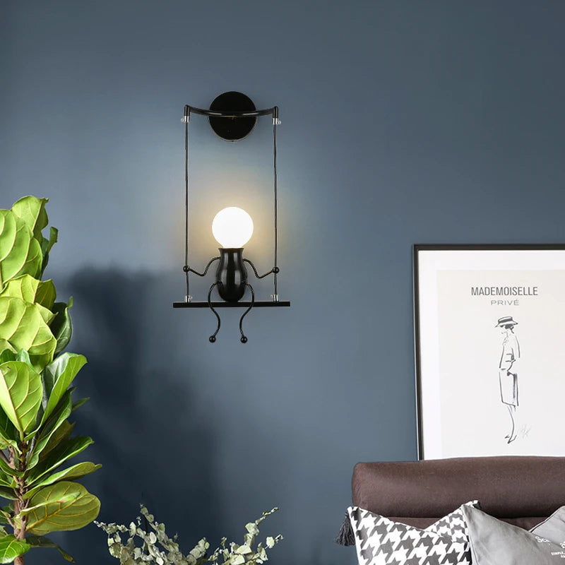 applique murale moderne en fer humanoïde luminaire décoratif d'intérieur - vue 5 sur 18
