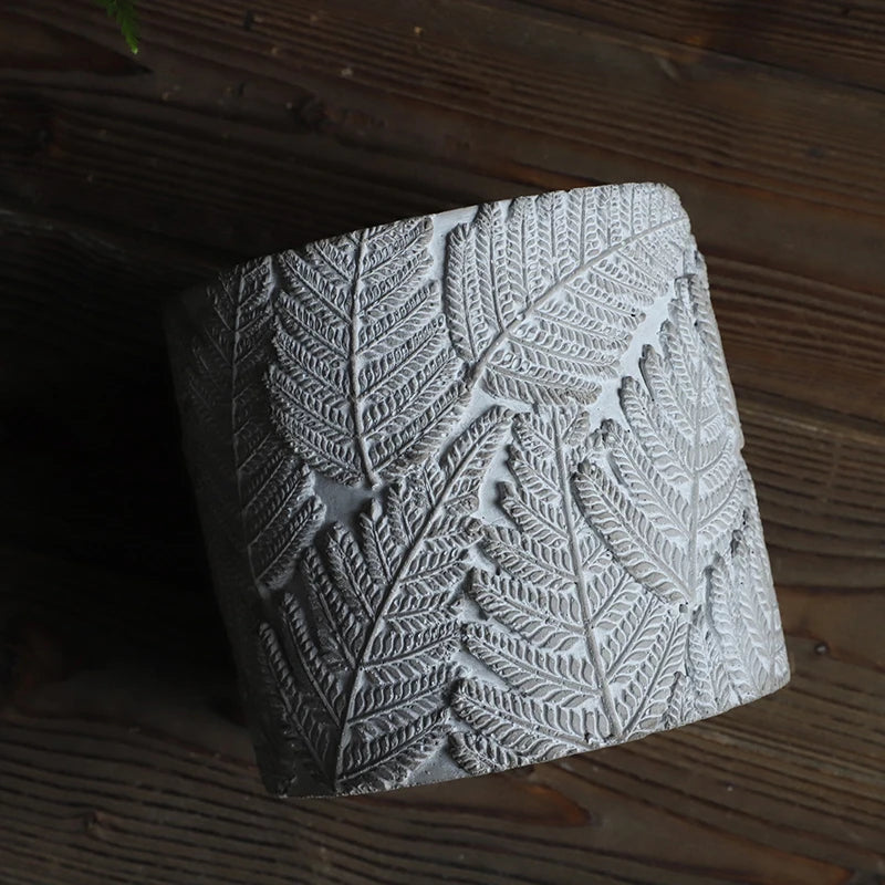 moules en silicone pour pots de fleurs en béton motifs feuillage