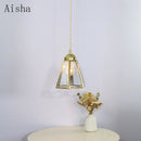 suspension vintage en verre japonais et cuivre design nordique