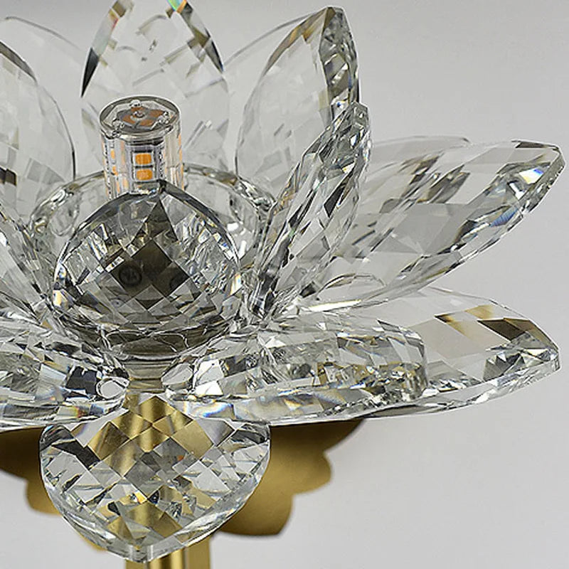 applique murale led de luxe en cristal style lotus chinois créatif - vue 3 sur 8
