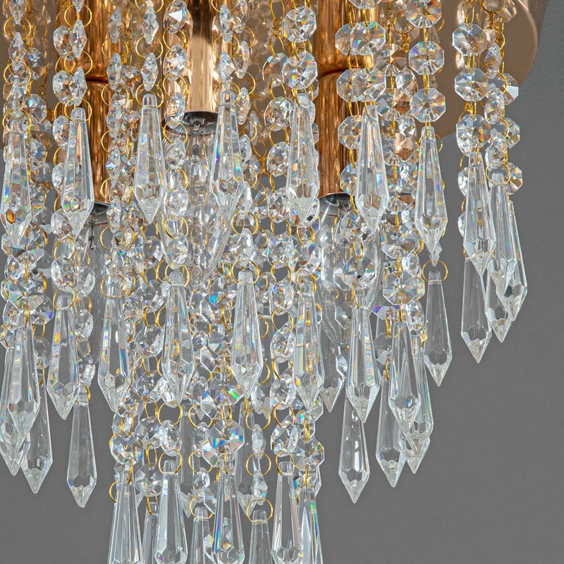 plafonnier doré en cristal luminaire d'intérieur ampoule remplaçable - vue 7 sur 8