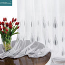 Voilage tulle brodé fleurs style moderne salon