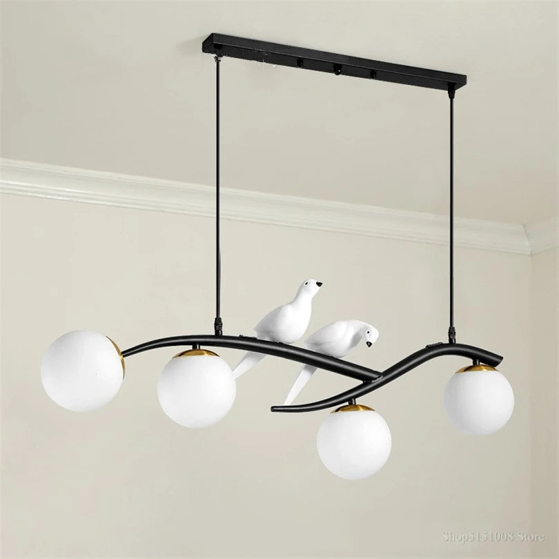 lustre moderne nordique en verre led pour restaurant bar - vue 5 sur 14
