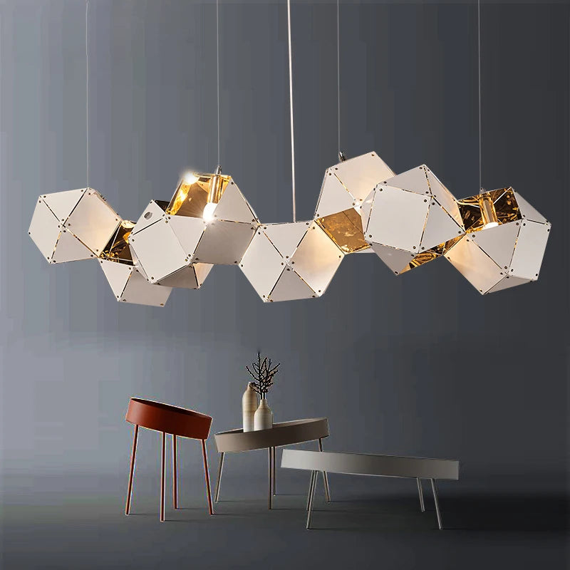 suspension design nordique en fer et pierre moderne - vue 4 sur 5