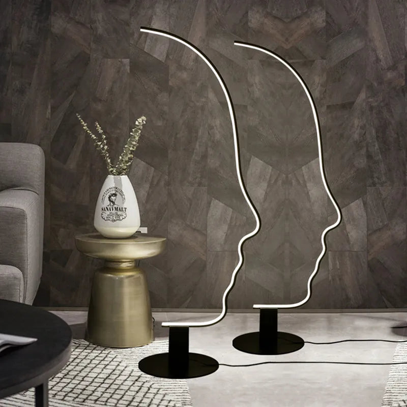 Nordique visage humain lampadaire LED longue scandinave salon chambre chevet décor à la maison luminaire intérieur support lumière