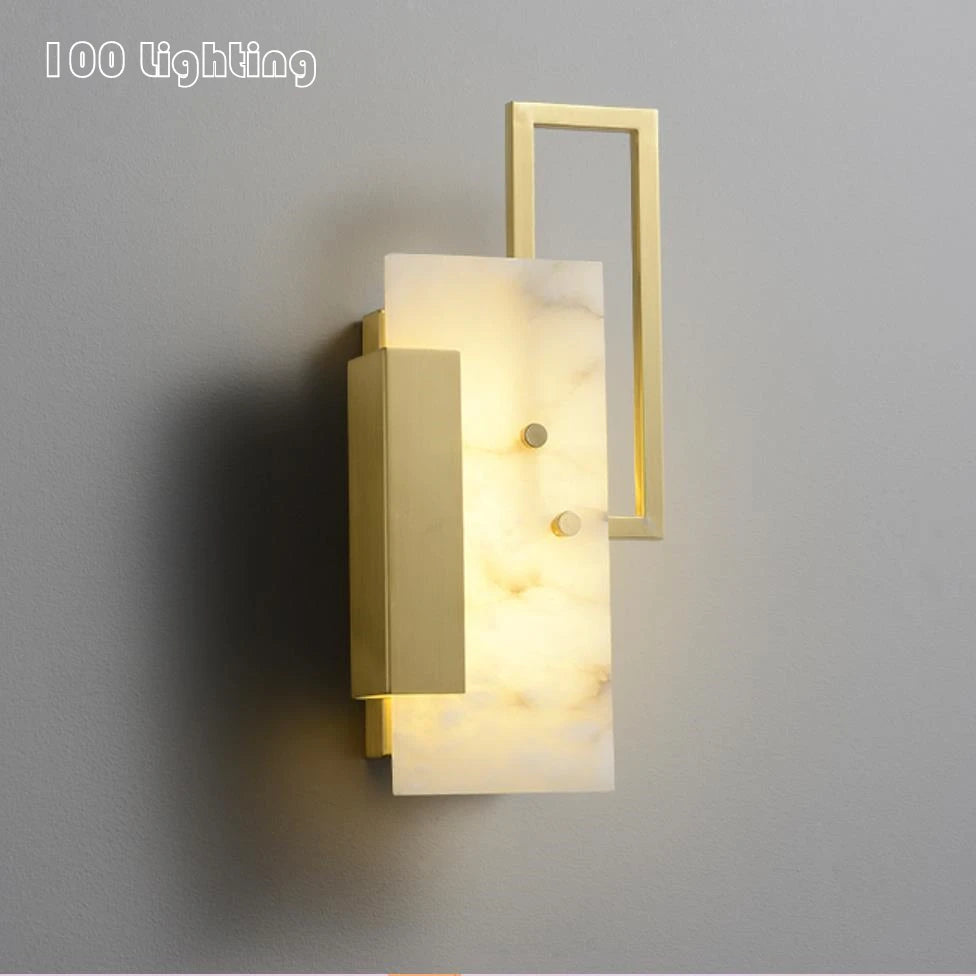 (80j - 10juin) Applique murale moderne LED rectangulaire et base dorée Aloise - vue 3 sur 2