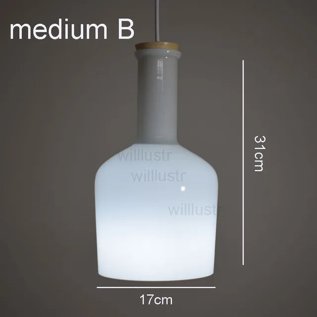 (mai80j) Suspension avec abat-jour en verre blanc style bouteille Nader - vue 5 sur 16