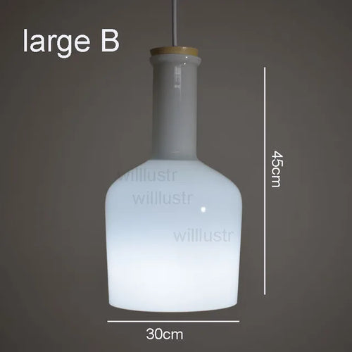 (mai80j) Suspension avec abat-jour en verre blanc style bouteille Nader - vue 12 sur 16