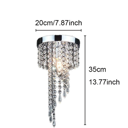 Suspension moderne LED chromé et verre cristal Luxury