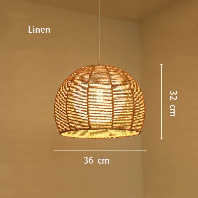 Hand-woven hemp rope chandelier stylish simple bedroom lamp balcony restaurant teahouse homestay decoration chandelier - vue 10 sur 11