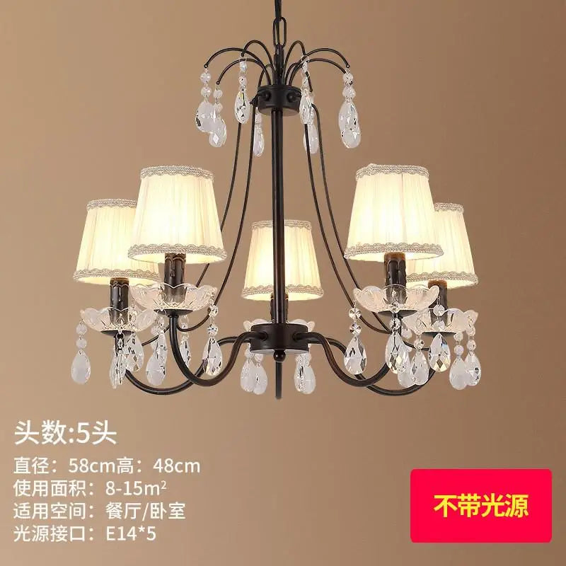 lustre rétro en fer et cristal style américain créatif - vue 12 sur 12