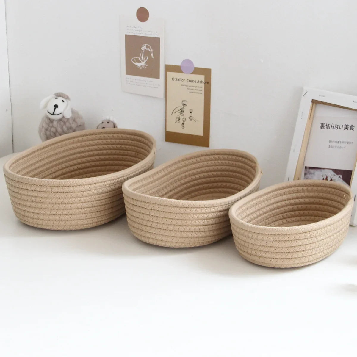 paniers en corde de coton pour rangement et organisation des objets - vue 7 sur 13
