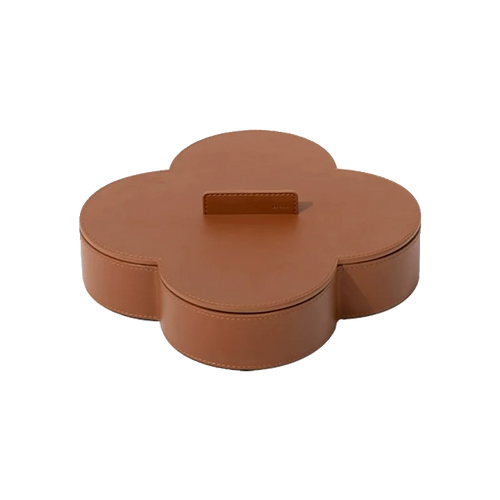 boîte de rangement ronde en cuir haut de gamme pour bijoux et objets décoratifs - vue 6 sur 7