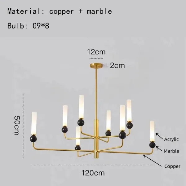 suspension en marbre et cuivre pour éclairage intérieur moderne - vue 8 sur 16