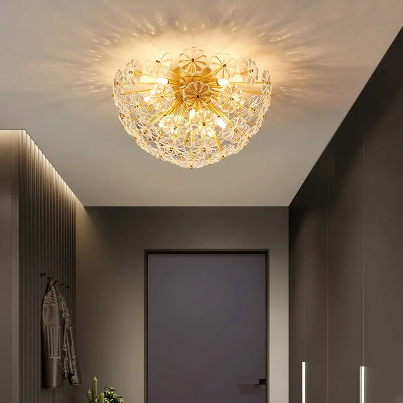 lustre cristal pissenlit cuivre suspension à led décorative - vue 5 sur 12