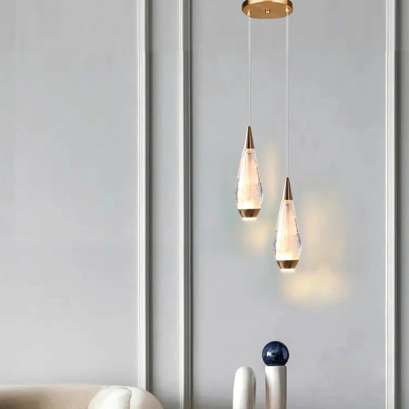 Lamp Modern 3-Lights Kitchen Island Pendant Lighting, Mini LED Light Fixtures Gold Crystal Hanging Light Fixture For Bedside R - vue 5 sur 9