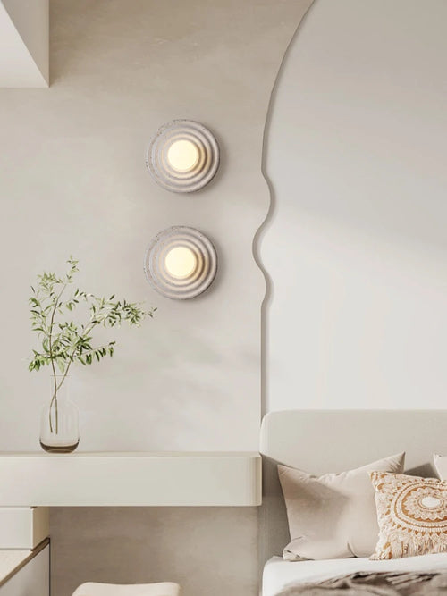 applique murale led rétro en résine luminaire mural rond japonais - vue 4 sur 10