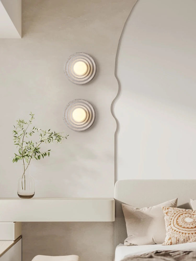 applique murale led rétro en résine luminaire mural rond japonais - vue 3 sur 10