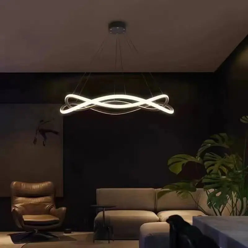 Lampe annulaire LED moderne et créative en aluminium doré - vue 9 sur 8