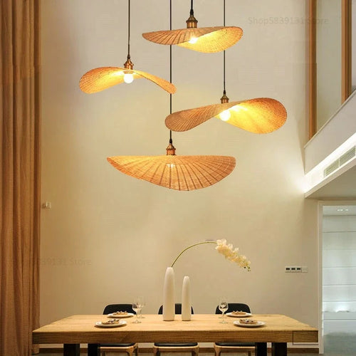 lampes led suspendues modernes faites à la main en bambou - vue 3 sur 6