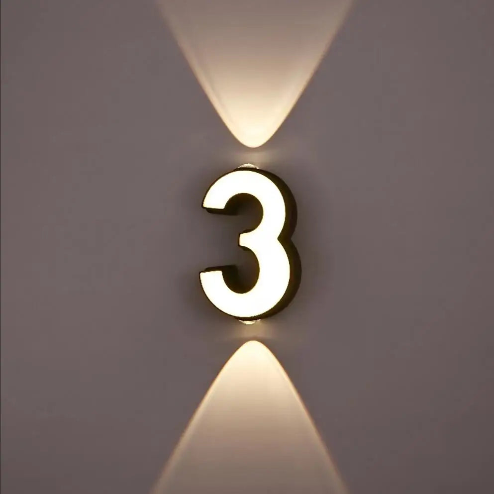 applique murale LED numéro de chiffre intérieur et extérieur IP65 étanche moderne minimalisme Style aluminium porche lumières de jardin - vue 5 sur 15
