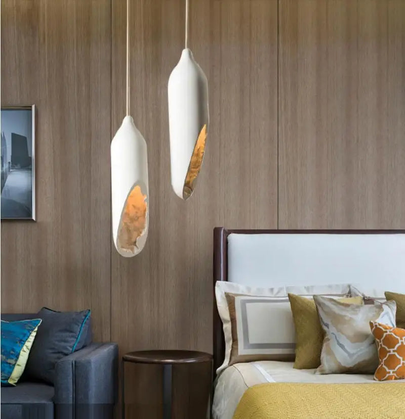 Janpanese Wabi Sabi suspension moderne créative plâtre suspension lampe Foyer cuisine chambre chevet abstrait blanc lustre