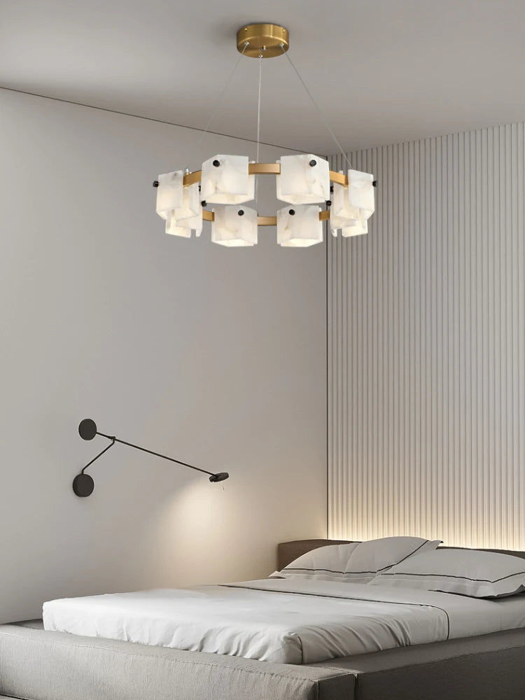 suspension minimaliste en marbre naturel avec éclairage led