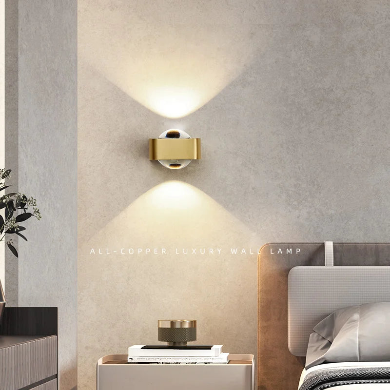 applique murale carrée en cuivre moderne et luxueuse à double tête - vue 3 sur 8