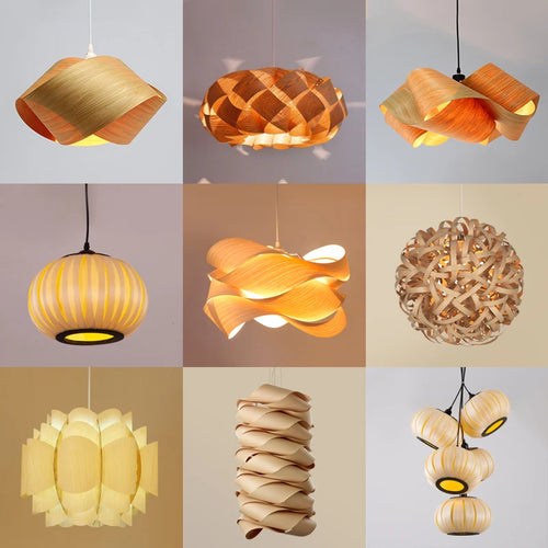 LED moderne lustre en bois chambre salon table basse décor lampe suspendue maison loft bambou lampes suspendues éclairage intérieur - vue 9 sur 19