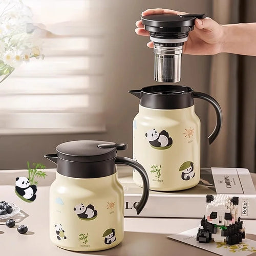 Théière isotherme panda acier inoxydable 1l grande capacité