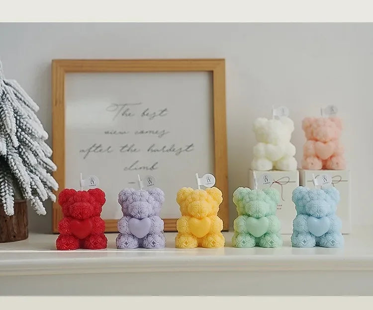 bougie ours en cire de soja parfumée pour détente et cadeaux - vue 3 sur 13