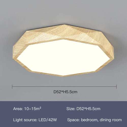 plafonnier led moderne en bois et métal design géométrique - vue 14 sur 14
