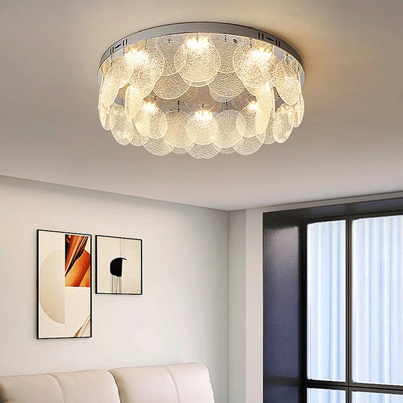 plafonnier led rond en verre pour décoration intérieure