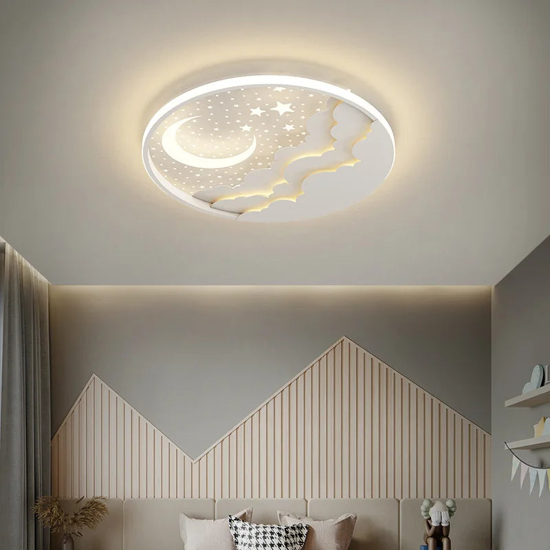 plafonnier led moderne étoile lune pour décoration et lecture - vue 4 sur 12