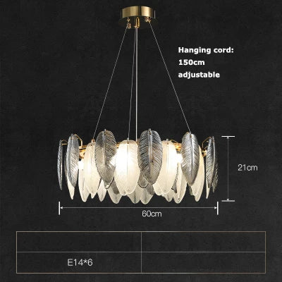 lustre suspendu led art déco en cristal et plumes blanches et grises - vue 17 sur 17