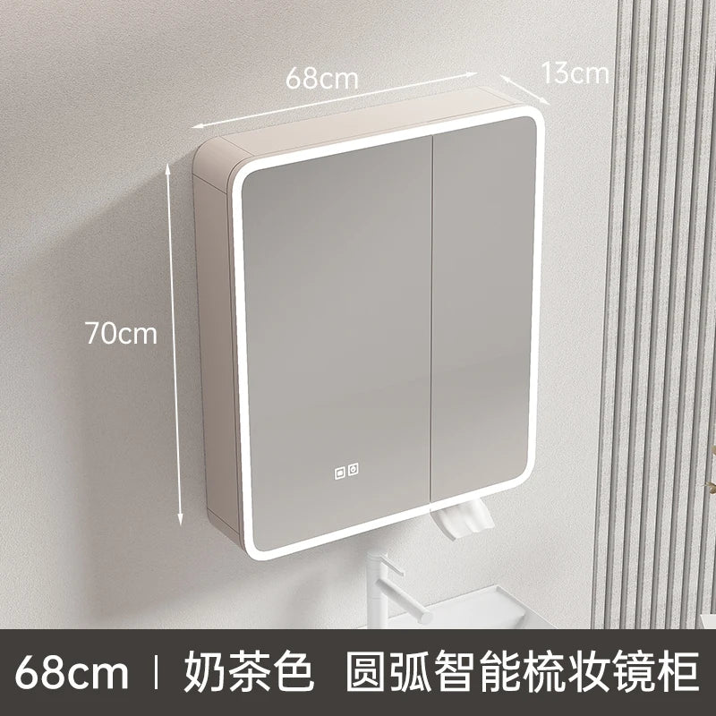 armoire circulaire en aluminium avec miroir éclairage intelligent et rangement - vue 14 sur 32