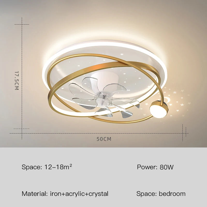 lustre moderne avec lumières et ventilateur intelligent pour intérieur - vue 8 sur 10
