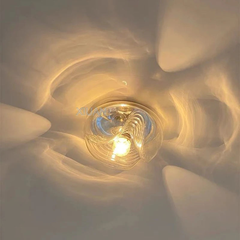 plafonnier bauhaus en verre avec ondulation led moderne
