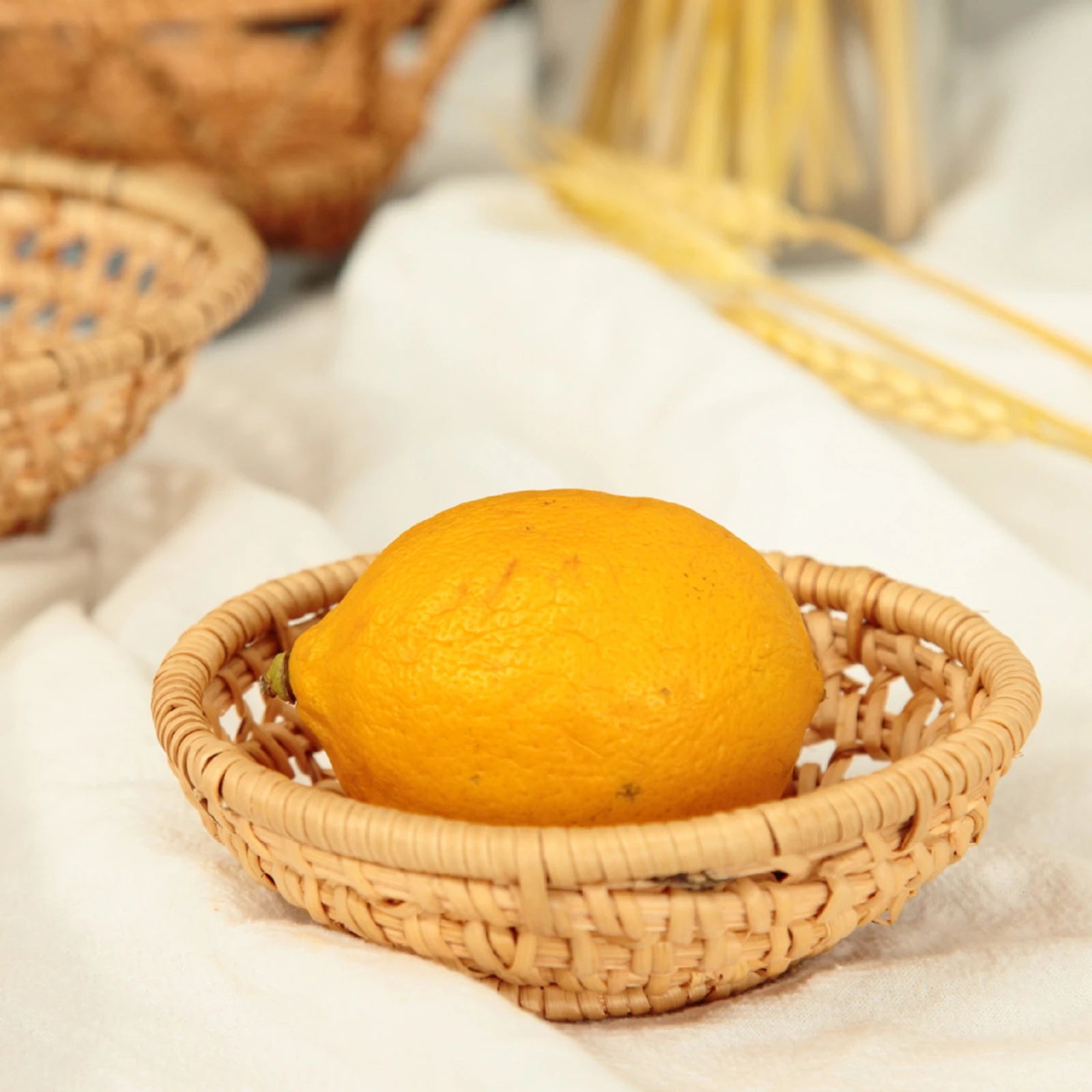 panier de rangement rotin naturel tissé à la main pour bonbons et collations