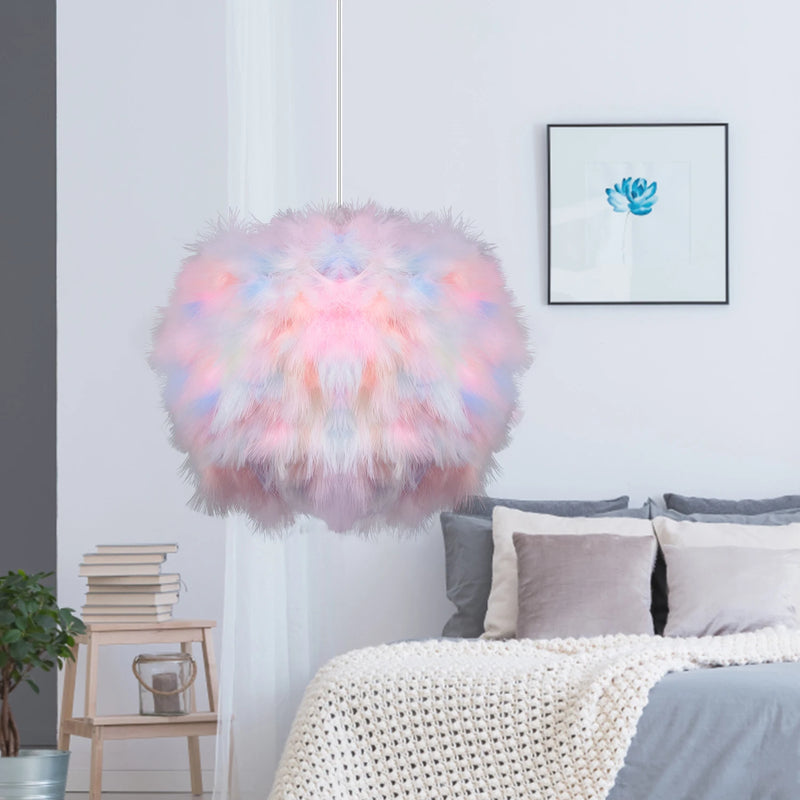 lustre moderne moelleux en plumes nordiques avec led