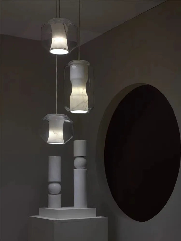 lustre en verre de marbre naturel design moderne minimaliste décoratif