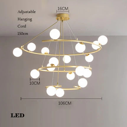 lustre créatif en fer et verre pour décoration élégante - vue 9 sur 16