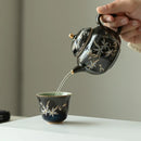 Théière rétro kung fu céramique motif floral abricot