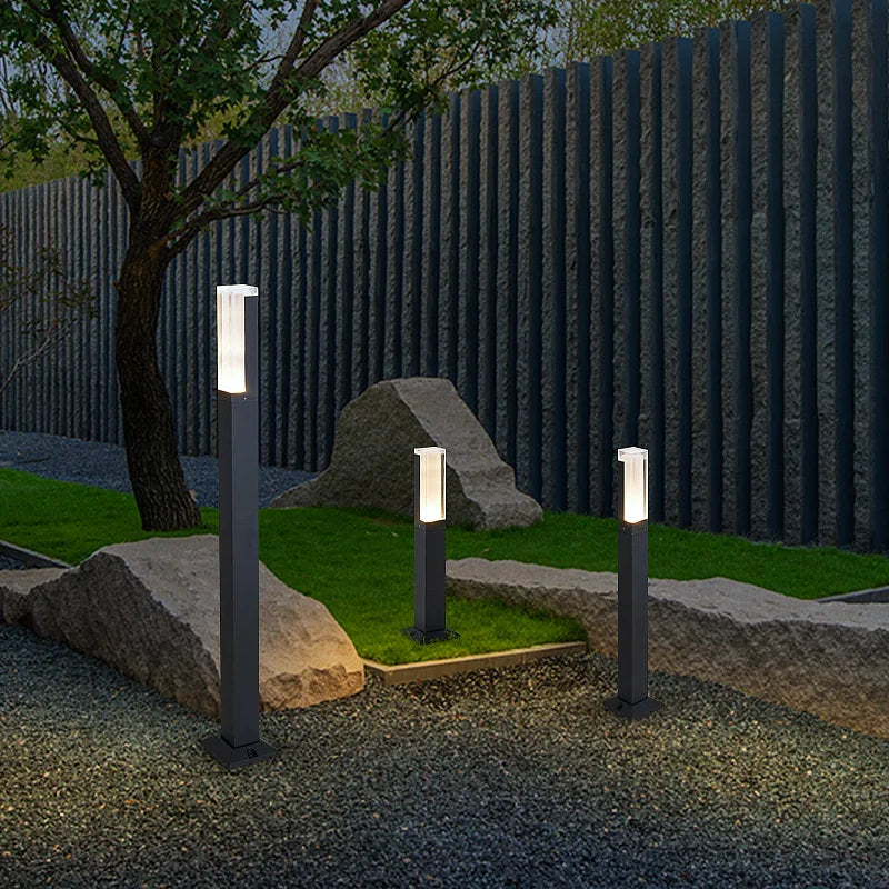 Lampe de pelouse avancée extérieure étanche IP65 LED pilier en aluminium chemin de jardin carré paysage pelouse lumières pilier lampe décor Villa